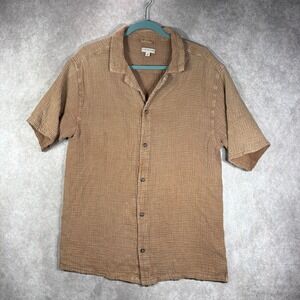 Earthbound Trading Co Shirt Mens S Brown Gauze Short Sleeve Cotton Boho Beacho